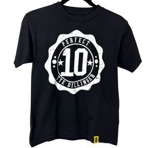 NXT Black and White Tye Dillinger short sleeve T-shirt Perfect 10 Size Youth L